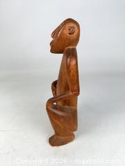 MaxSold Auction: Hand carved wooden figure, crouching man, mother of pearl eyes - Concord (California, USA) SELLER MANAGED Estate Sale Online Auction - Landana Drive