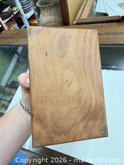 MaxSold Auction: Vintage hand carved wooden box in the shape of book - Concord (California, USA) SELLER MANAGED Estate Sale Online Auction - Landana Drive