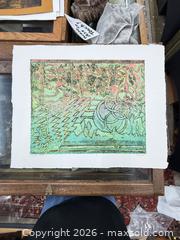 MaxSold Auction: Vintage Ruth Leaf Woodblock Print “Le Cirque Series” Artists Proof 1/1 Signed  - Concord (California, USA) SELLER MANAGED Estate Sale Online Auction - Landana Drive