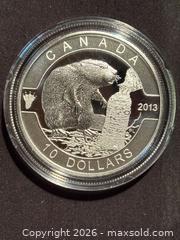 MaxSold Auction: 2013 $10 Silver Coin “The Beaver”,  Fine Silver .999 - Aurora (Ontario, Canada) SELLER MANAGED Estate Sale Online Auction -  Closs Square