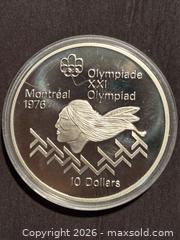 MaxSold Auction: Canada Olympic 10 Dollar Sterling Silver Coin , 45mm , 1.44 Troy oz - Aurora (Ontario, Canada) SELLER MANAGED Estate Sale Online Auction -  Closs Square