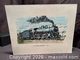 MaxSold Auction: Historic Train Print,  10 - Wheel Locomotive- 1912 , 8”x10”  on card stock  - Aurora (Ontario, Canada) SELLER MANAGED Estate Sale Online Auction -  Closs Square