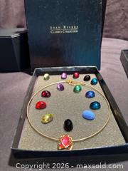 MaxSold Auction: Joan Rivers Necklace Omega 10 Vintage Cabochon Interchangeable Color Gold Tone - Aurora (Ontario, Canada) SELLER MANAGED Estate Sale Online Auction -  Closs Square