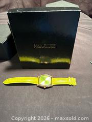 MaxSold Auction: Joan Rivers Watch Women Lime Green Leather Band Crystal Bezel Gold Tone  - Aurora (Ontario, Canada) SELLER MANAGED Estate Sale Online Auction -  Closs Square