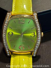 MaxSold Auction: Joan Rivers Watch Women Lime Green Leather Band Crystal Bezel Gold Tone  - Aurora (Ontario, Canada) SELLER MANAGED Estate Sale Online Auction -  Closs Square