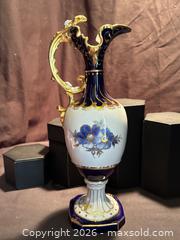 MaxSold Auction: Vintage ROYAL DUX HAND PAINTED PORCELAIN EWER-COBALT, WHITE & GOLD-EXC. - Aurora (Ontario, Canada) SELLER MANAGED Estate Sale Online Auction -  Closs Square