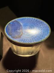 MaxSold Auction: Vtg Guilloche  Enamel  Blue , Vanity Dresser Powder Jar Cut Glass , 4” - Aurora (Ontario, Canada) SELLER MANAGED Estate Sale Online Auction -  Closs Square