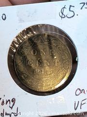 MaxSold Auction: 1910 Dark Toned High Grade Large Cent in holder flip - Kingston (Ontario, Canada) SELLER MANAGED Downsizing Online Auction - Railway