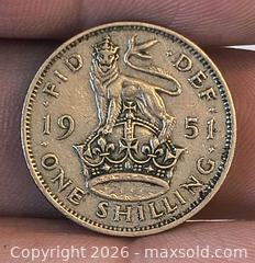 MaxSold Auction: 1951 One shilling Coin of England - Kingston (Ontario, Canada) SELLER MANAGED Downsizing Online Auction - Railway