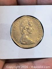 MaxSold Auction: 1978 50 Pence Coin in holder  - Kingston (Ontario, Canada) SELLER MANAGED Downsizing Online Auction - Railway
