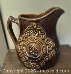 MaxSold Auction: Antique Stonewarw Glazed Brownware pitcher  - Kingston (Ontario, Canada) SELLER MANAGED Downsizing Online Auction - Railway