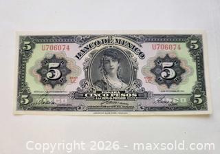 MaxSold Auction: Bank De Mexico High Grade 5$ Note - Kingston (Ontario, Canada) SELLER MANAGED Downsizing Online Auction - Railway