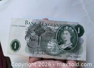 MaxSold Auction: Bank of England One Pound Note High grade  - Kingston (Ontario, Canada) SELLER MANAGED Downsizing Online Auction - Railway