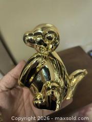 MaxSold Auction: Golder Monkey Coin Bank Shiny Flashy with cork - Kingston (Ontario, Canada) SELLER MANAGED Downsizing Online Auction - Railway