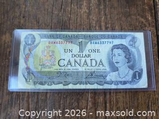 MaxSold Auction: Higher Grade 1973 Canadian 1 Dollar Bill  - Kingston (Ontario, Canada) SELLER MANAGED Downsizing Online Auction - Railway
