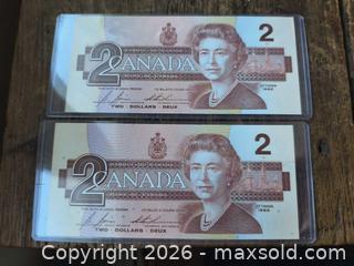 MaxSold Auction: Mint Crisp 2 Dollar Bills  - Kingston (Ontario, Canada) SELLER MANAGED Downsizing Online Auction - Railway