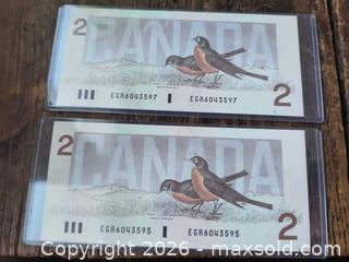 MaxSold Auction: Mint Crisp 2 Dollar Bills  - Kingston (Ontario, Canada) SELLER MANAGED Downsizing Online Auction - Railway