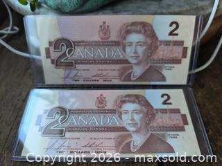 MaxSold Auction: Mint Crisp 2 Dollar Bills  - Kingston (Ontario, Canada) SELLER MANAGED Downsizing Online Auction - Railway