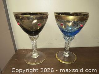 MaxSold Auction: Pair of Antique Gold and Jewel Over lay Blown Glass Goblets - Kingston (Ontario, Canada) SELLER MANAGED Downsizing Online Auction - Railway
