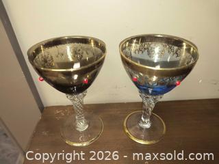MaxSold Auction: Pair of Antique Gold and Jewel Over lay Blown Glass Goblets - Kingston (Ontario, Canada) SELLER MANAGED Downsizing Online Auction - Railway