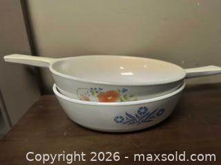 MaxSold Auction: pair of Shallow Corningware Bowls with handel - Kingston (Ontario, Canada) SELLER MANAGED Downsizing Online Auction - Railway