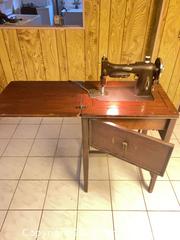 MaxSold Auction: White Sewing Machine with Built-in Cabinet (Model 43-147407) - Hamilton (Ontario, Canada) SELLER MANAGED Estate Sale Online Auction - Concession Street