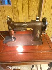 MaxSold Auction: White Sewing Machine with Built-in Cabinet (Model 43-147407) - Hamilton (Ontario, Canada) SELLER MANAGED Estate Sale Online Auction - Concession Street