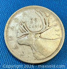 MaxSold Auction: Silver 1937 Canadian 25 Cent Coin A - Metro Vancouver A (British Columbia, Canada) SELLER MANAGED Downsizing Online Auction - College Highroad