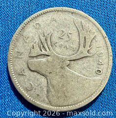 MaxSold Auction: Silver 1940 Canadian 25 Cent Coin A - Metro Vancouver A (British Columbia, Canada) SELLER MANAGED Downsizing Online Auction - College Highroad