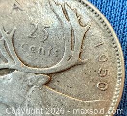 MaxSold Auction: Silver 1950 Canadian 25 Cent Coin A - Metro Vancouver A (British Columbia, Canada) SELLER MANAGED Downsizing Online Auction - College Highroad