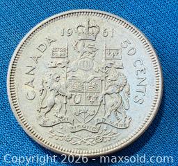 MaxSold Auction: Silver 1961 Canadian Half Dollar A - Metro Vancouver A (British Columbia, Canada) SELLER MANAGED Downsizing Online Auction - College Highroad