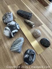 MaxSold Auction: Assorted Patterned Stones & Fossilized Specimens - 8 Pieces - Milton (Ontario, Canada) SELLER MANAGED Downsizing Online Auction - Broadway Avenue