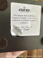 MaxSold Auction: Boris Kramer "Tango" Forged Steel Sculpture - 10" Signed - Milton (Ontario, Canada) SELLER MANAGED Downsizing Online Auction - Broadway Avenue