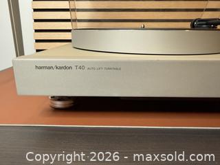 MaxSold Auction: Harman/Kardon T40 Auto-Lift Turntable w/ Ortofon VMS 20E MkII - Tested Working - Milton (Ontario, Canada) SELLER MANAGED Downsizing Online Auction - Broadway Avenue