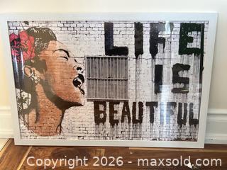 MaxSold Auction: Mr. Brainwash "Life is Beautiful" Billie Holiday Framed Poster - 23x32 - Milton (Ontario, Canada) SELLER MANAGED Downsizing Online Auction - Broadway Avenue