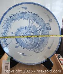 MaxSold Auction: 18' display plate with dragon hand paint and poem on back - Vancouver (British Columbia, Canada) SELLER MANAGED Downsizing Online Auction - West 6th Avenue (CONDO)