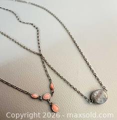 MaxSold Auction: (2) Vintage 925 Silver Gemstone & Coral Necklaces - Marked  - Toronto (Ontario, Canada) PARTNER MANAGED Reseller Online Auction - Queen Street West