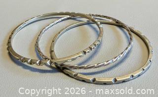 MaxSold Auction: (3) Vintage 925 SLIVER Bangles - Marked  - Toronto (Ontario, Canada) PARTNER MANAGED Reseller Online Auction - Queen Street West