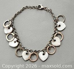 MaxSold Auction: 925 Silver Cut-out Heart & Circular Charm Bracelet - Marked  - Toronto (Ontario, Canada) PARTNER MANAGED Reseller Online Auction - Queen Street West