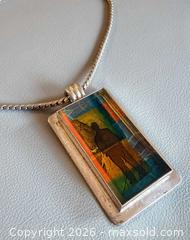 MaxSold Auction: MCM Unique Silver Plated Hand Painted Glass Pendant  - Toronto (Ontario, Canada) PARTNER MANAGED Reseller Online Auction - Queen Street West