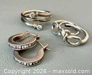 MaxSold Auction: PANDORA 925 Silver Earrings, 925 Silver Bypass Design Ring & 925 Silver Crystal Earrings - Marked  - Toronto (Ontario, Canada) PARTNER MANAGED Reseller Online Auction - Queen Street West