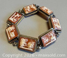 MaxSold Auction: ** RARE ** Vintage Italian 800 Silver & Carved Natural Shell Days Of The Week Cameo Bracelet - Marked  - Toronto (Ontario, Canada) PARTNER MANAGED Reseller Online Auction - Queen Street West