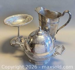 MaxSold Auction: Victorian British Silver Plate Butter Dish By Meriden, Vintage Silver Plated Pedestal Dish By WM ROGERS & More  - Toronto (Ontario, Canada) PARTNER MANAGED Reseller Online Auction - Queen Street West
