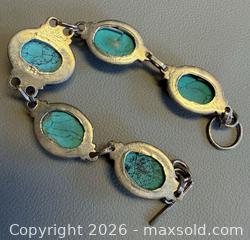 MaxSold Auction: Vintage 925 Silver Turquoise Bracelet - Marked  - Toronto (Ontario, Canada) PARTNER MANAGED Reseller Online Auction - Queen Street West