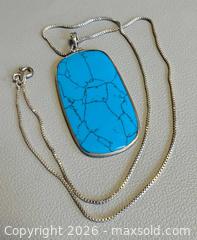 MaxSold Auction: Vintage Italian 925 Silver Turquoise Style Gemstone Necklace - Marked  - Toronto (Ontario, Canada) PARTNER MANAGED Reseller Online Auction - Queen Street West