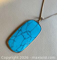 MaxSold Auction: Vintage Italian 925 Silver Turquoise Style Gemstone Necklace - Marked  - Toronto (Ontario, Canada) PARTNER MANAGED Reseller Online Auction - Queen Street West
