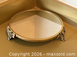 MaxSold Auction: Early 20th Century Brass Plated Filigree Mirror Plateau Tray - San Jose (California, USA) SELLER MANAGED Estate Sale Online Auction - South 16th Street