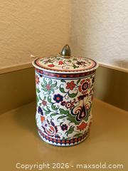 MaxSold Auction: Hand Painted Floral Lidded Tin Chinoiserie Style - San Jose (California, USA) SELLER MANAGED Estate Sale Online Auction - South 16th Street