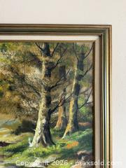 MaxSold Auction: Large 45x32 Vintage Oil Painting Wooded Landscape With River Signed J. Stallings  - San Jose (California, USA) SELLER MANAGED Estate Sale Online Auction - South 16th Street