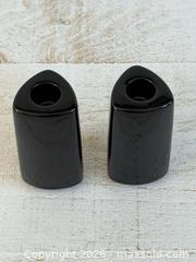 MaxSold Auction: Glossy Black Partylite Rounded Triangle Candlestick Holders - Kingston (Ontario, Canada) SELLER MANAGED Downsizing Online Auction - Bishop Street